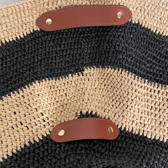 NWT Lauren Ralph Lauren Striped Straw Medium Daphney Tote Bag - Picture 11 of 11